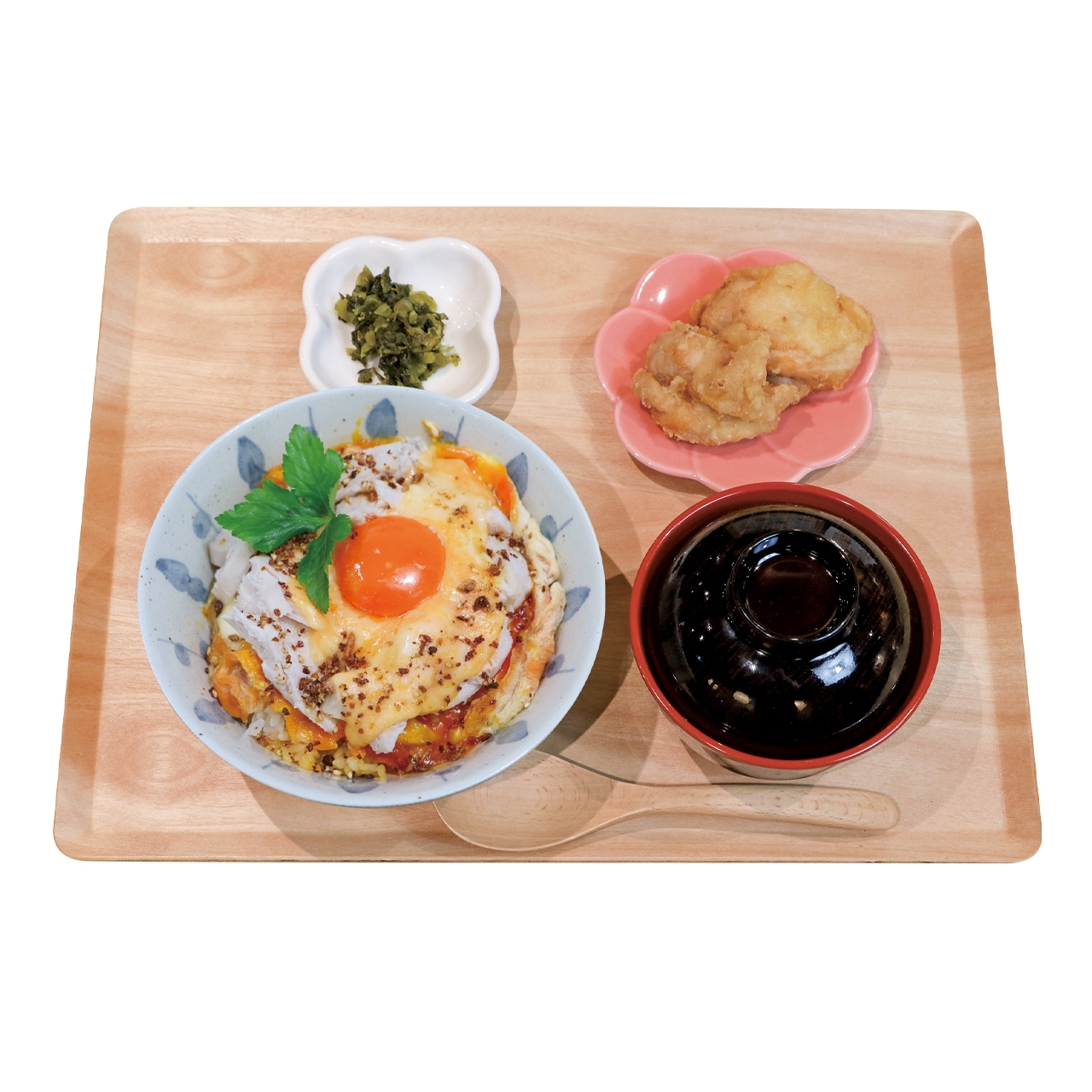 【定食】鶏サラダチキンのチーズ親子丼定食